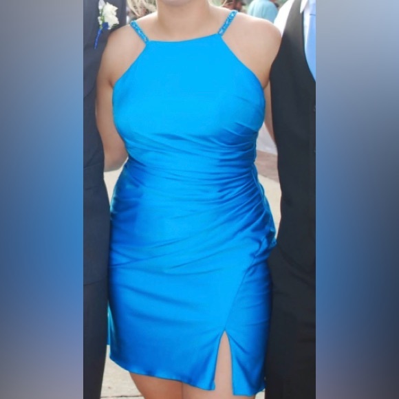 JMarie Homecoming Dress Teal/Blue with slit size 10 - Picture 5 of 7